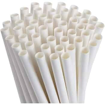 Careswipe White Disposables Paper Starws 8mm 50 pcs in 1 Master Box 120 Packets Per Carton Total 6000 Pcs