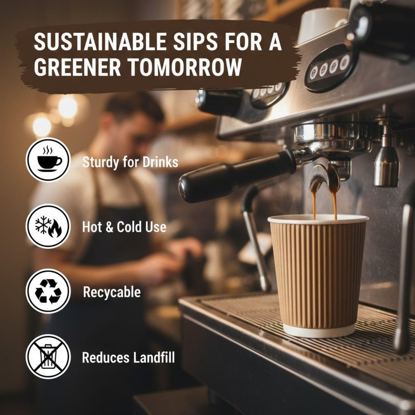 Careswipe Rippled Khaki Color Ripple Paper Cup (250ml) 10pcs in 1 Master Box 80 Per Carton Total 800 Pcs