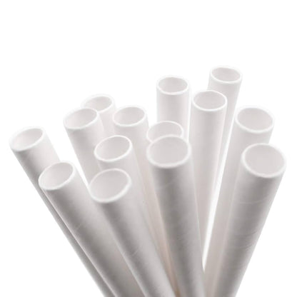 Careswipe White Disposables Paper Starws 8mm 50 pcs in 1 Master Box 120 Packets Per Carton Total 6000 Pcs