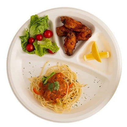 Careswipe 4 Compartment Disposable Plate 11 inches 10 pcs in 1 Master Box 50 Packets Per Carton Total 500 Pcs