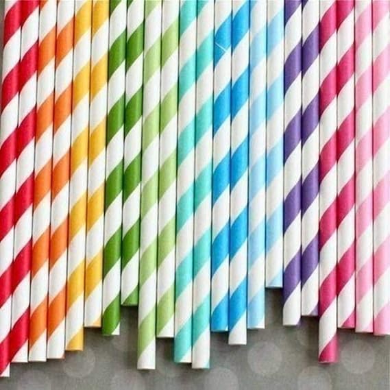 Careswipe Multicolor Straws 6mm x 8" colord any one depend on avaibility 50 pcs in  1 Master Box 200 Packets Per Carton Total 10000 Pcs