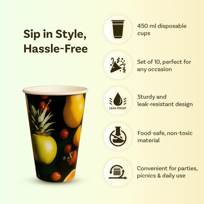 Careswipe Paper cups 450ml Pack of 10 Premium - 1 pack 10pcs in 1 Master Box 112 Packets per Carton Total 1120 pcs