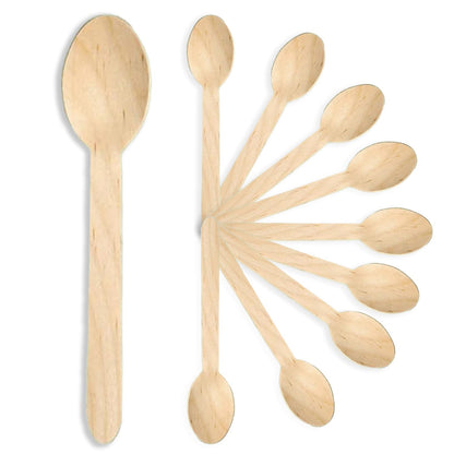 Careswipe Wooden Spoons Cutlery Set 16cm 25 pcs in 1 Master Box 25 Packets Per Carton Toal 5000 Pcs