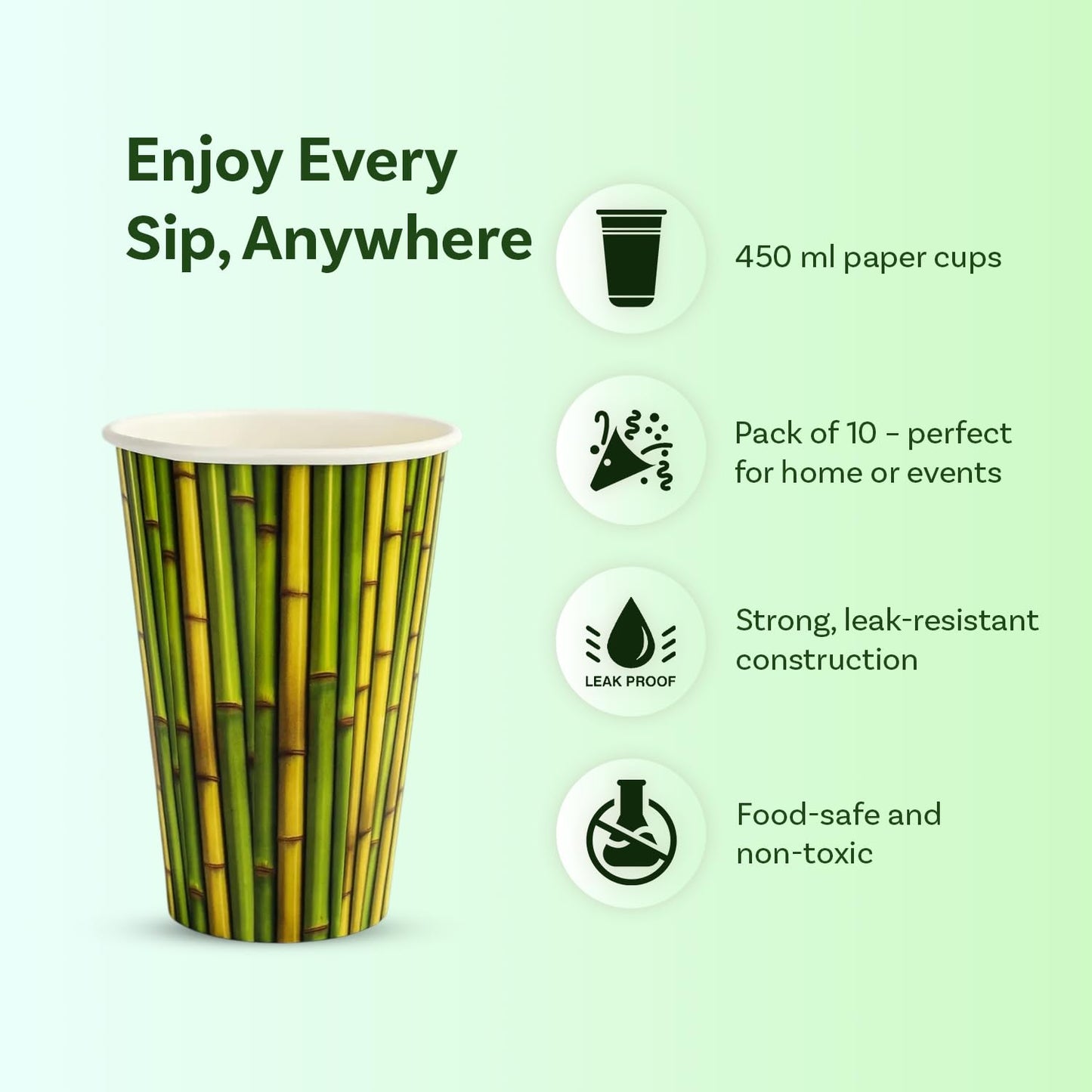 Careswipe Paper cups 450ml - 1 pack 10pcs in 1 Master Box 112  Packets per Carton Total 1120 pcs