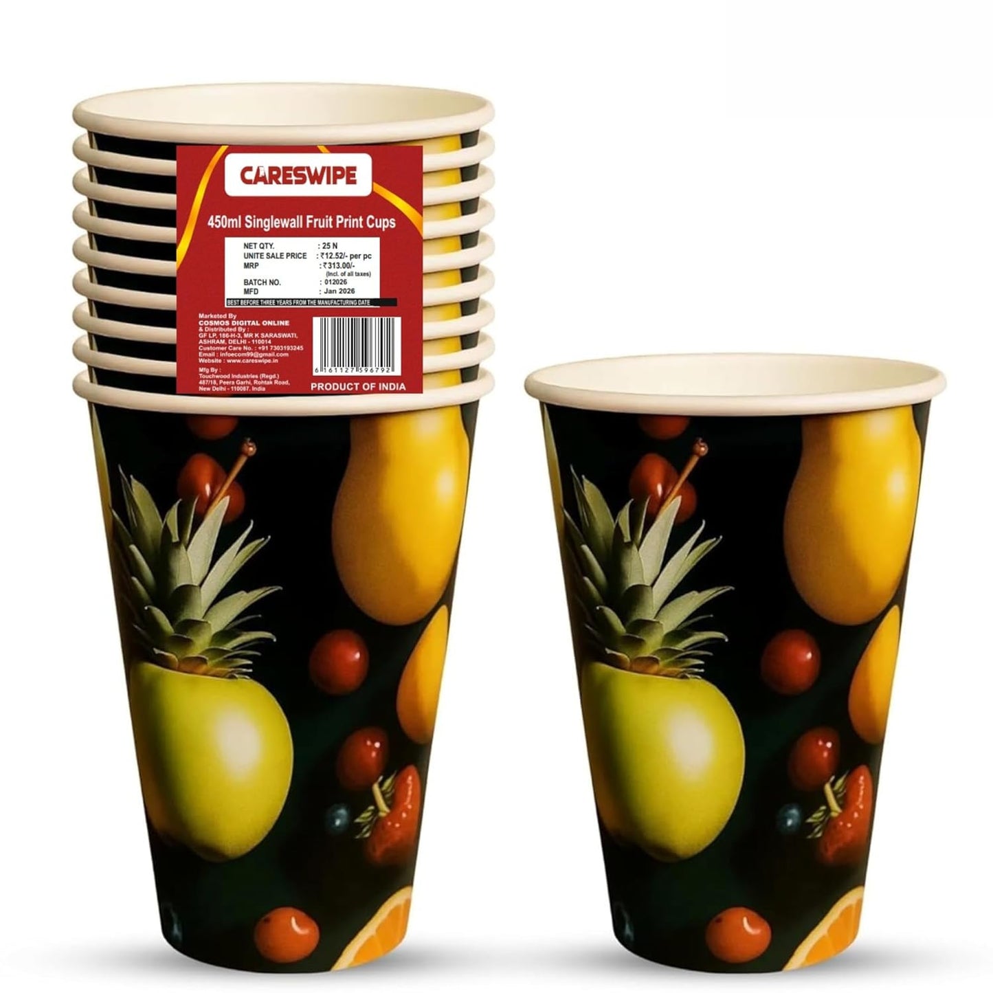 Careswipe Paper cups 450ml Pack of 10 Premium - 1 pack 10pcs in 1 Master Box 112 Packets per Carton Total 1120 pcs