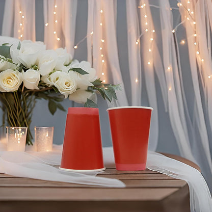 Careswipe Red Party Paper Cups Size 360 ML 100 Pcs in 1 Carton Box - Direct Supply for Hotels, Office, Retail, Bulk Wholesale Supply