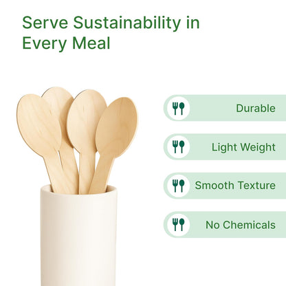 Careswipe Wooden Spoons Cutlery 14cm 50 pcs in 1 Master Box 150 Packets Per Carton  Total 7500 Pcs
