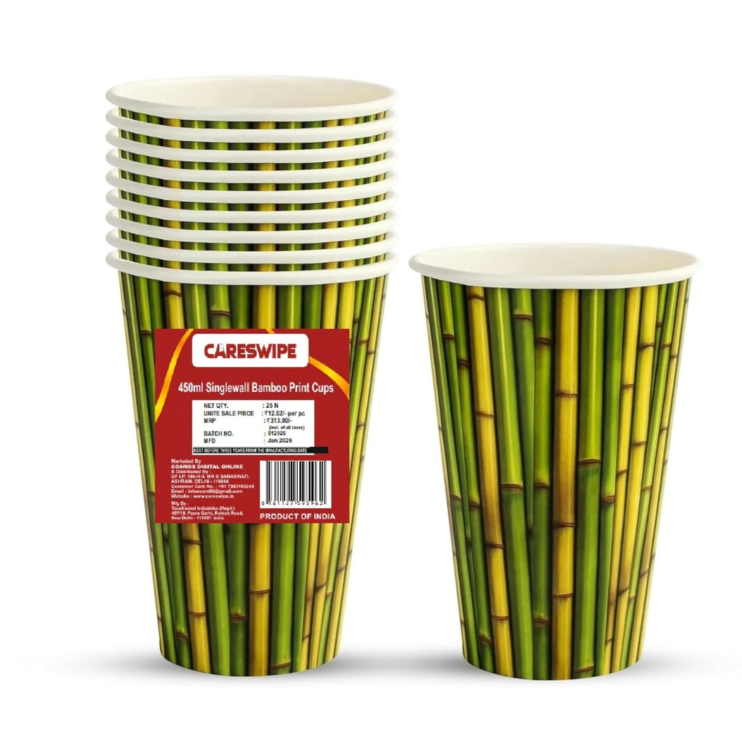 Careswipe Paper cups 450ml - 1 pack 10pcs in 1 Master Box 112  Packets per Carton Total 1120 pcs