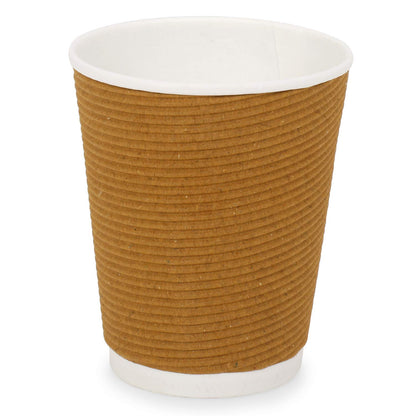 Careswipe Rippled Khaki Color Ripple Paper Cup (250ml) 10pcs in 1 Master Box 80 Per Carton Total 800 Pcs