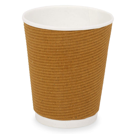 Careswipe Rippled Khaki Color Ripple Paper Cup (250ml) 10pcs in 1 Master Box 80 Per Carton Total 800 Pcs