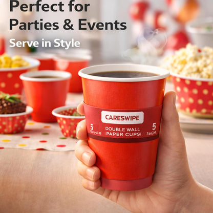 Careswipe Red Party Paper Cups Size 360 ML 100 Pcs in 1 Carton Box - Direct Supply for Hotels, Office, Retail, Bulk Wholesale Supply