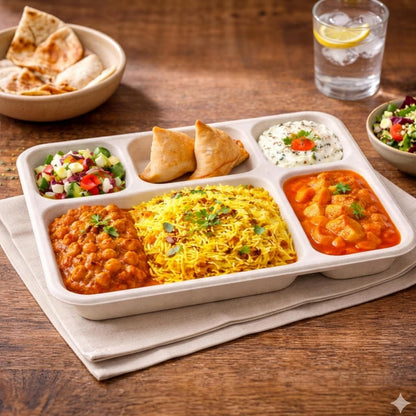 Careswipe disposbale plates I meal tray I 5 compartment - 1 pack 25 PCS in 1 Master Box 16 Packets per Carton Total 400 Pcs