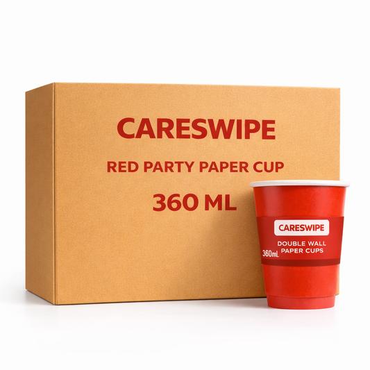 Careswipe Red Party Paper Cups Size 360 ML 100 Pcs in 1 Carton Box - Direct Supply for Hotels, Office, Retail, Bulk Wholesale Supply