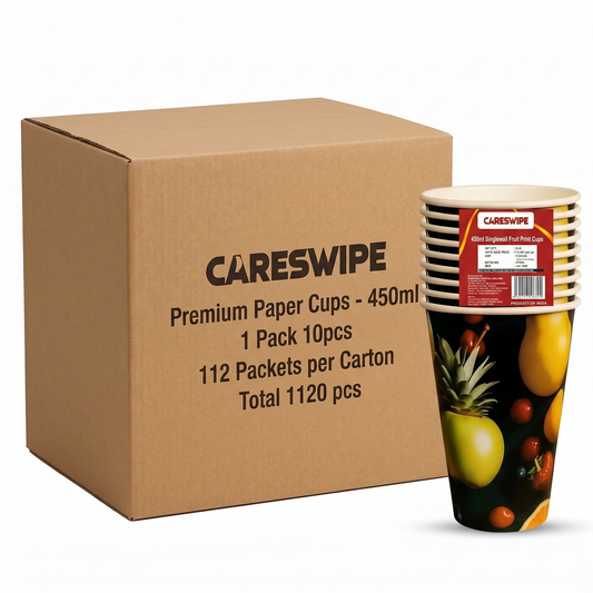 Careswipe Paper cups 450ml Pack of 10 Premium - 1 pack 10pcs in 1 Master Box 112 Packets per Carton Total 1120 pcs