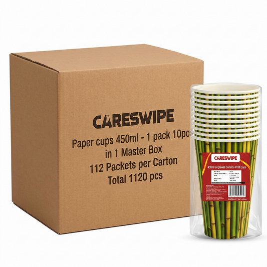 Careswipe Paper cups 450ml - 1 pack 10pcs in 1 Master Box 112  Packets per Carton Total 1120 pcs