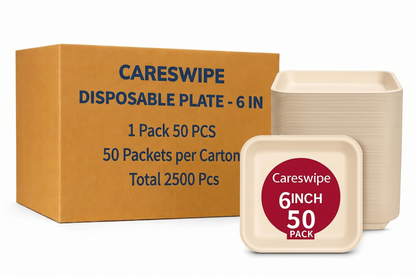 Careswipe disposable plate - 6 in - 1 pack 50 PCS in 1 Master Box 50 Packets per Carton Total 2500 Pcs